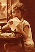 Victorian photo of little girl with letter