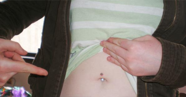 Belly button newly pierced!